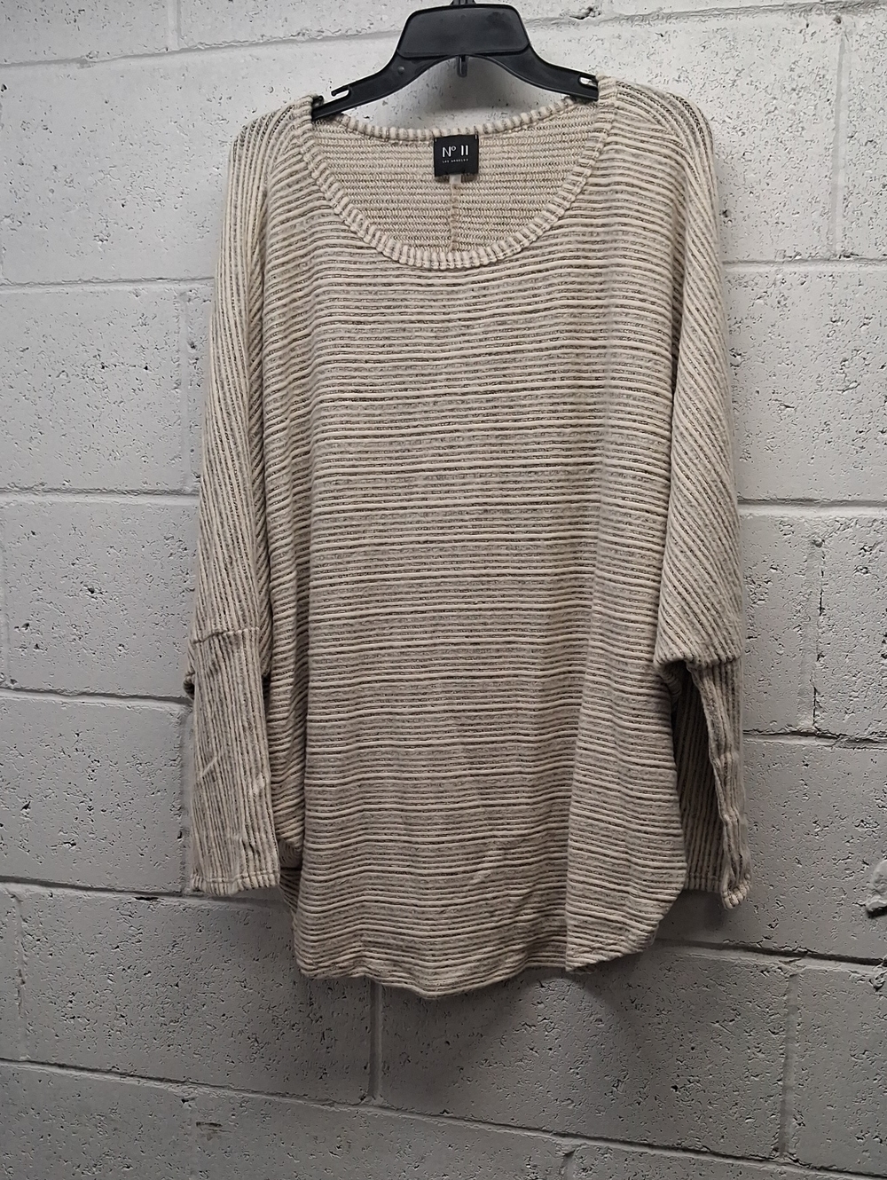 NWOT Womens Plus Size No. 11 Beige Striped Knit Sweater